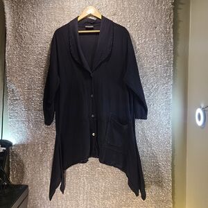Cottonways Button From Cardigan Blouse Dress Gauze Cotton Asymmetrical Top 3 XL